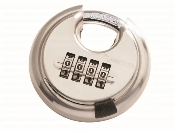 DEFENDER Diskus Combination Padlock, Stainless Steel, 70mm