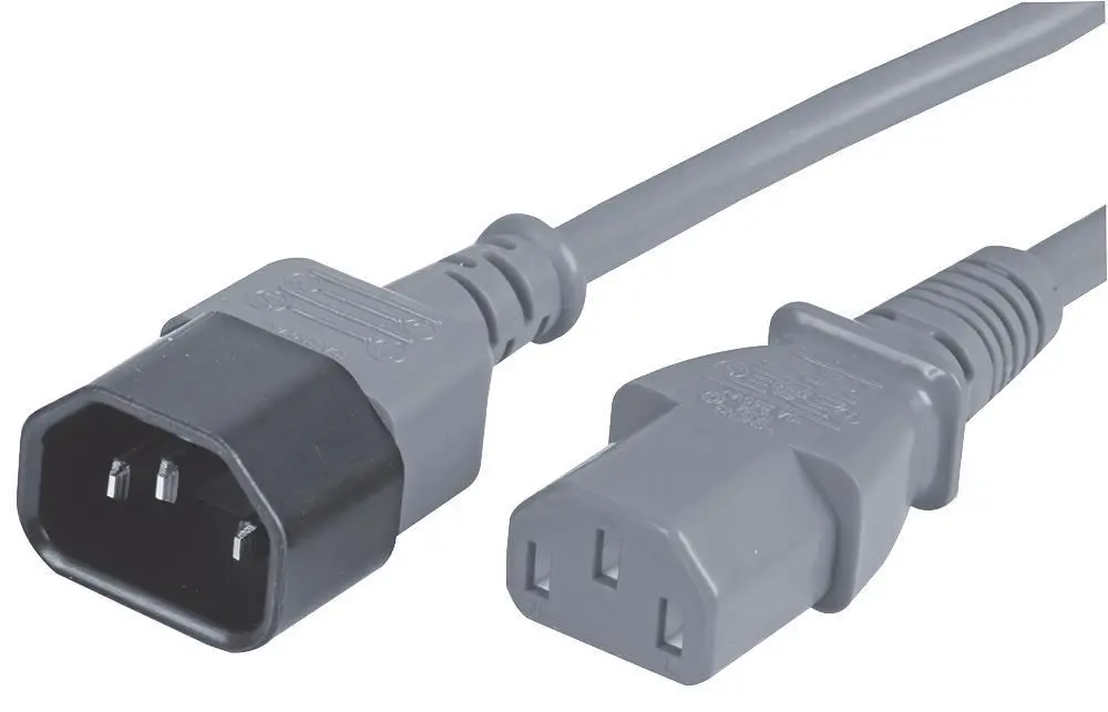 PRO ELEC IEC C14 to C13 Extension Lead, 1m, 10A, 250V, Grey