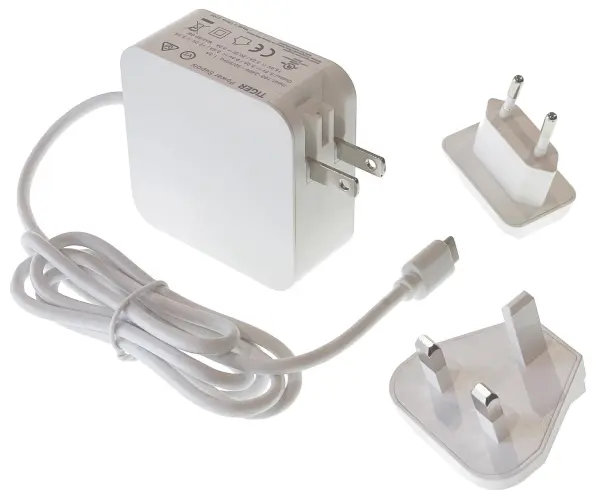 Tiger Power 60W USB C Charger with Interchangeable Plugs, White