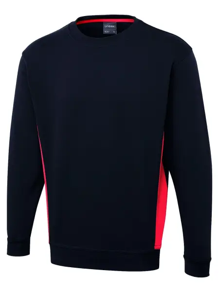 Uneek Two Tone Crew Neck Sweatshirt, Navy/Red, Size M