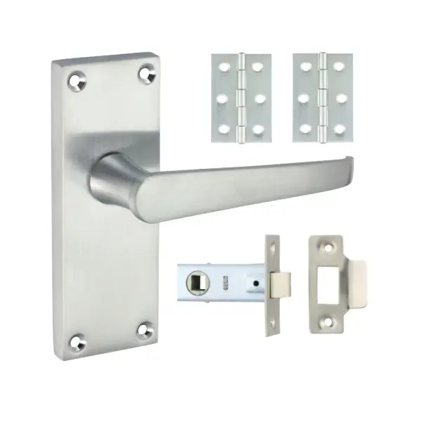 Timco Victorian Straight Latch Door Pack in Satin Chrome (2pc)