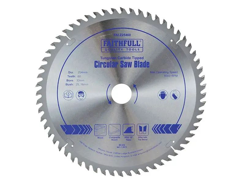 Faithfull TCT Circular Saw Blade 254mm x 30mm, 60T POS