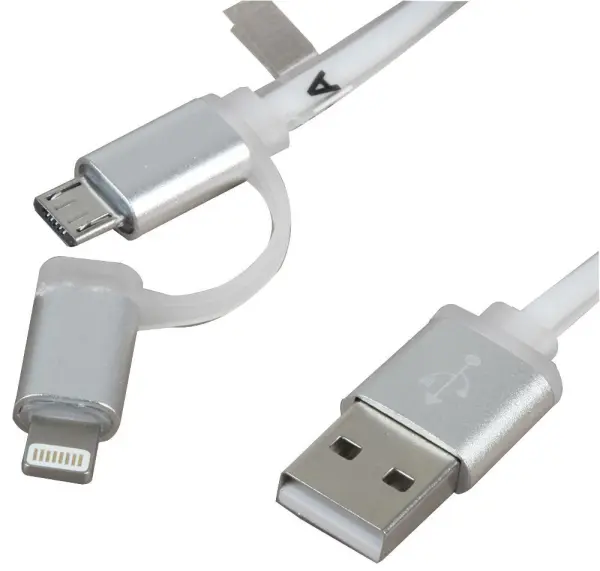 LMS DATA - Câble USB 2-en-1 Micro-USB/Lightning - 1m Blanc