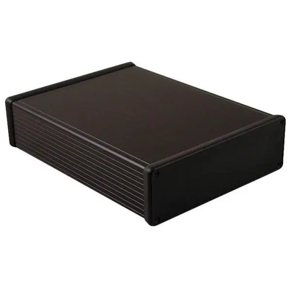 IP54 1455 Series Black Extruded Aluminium Instrument Enclosure - 220x165x51.5mm