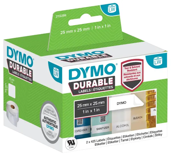 DYMO Durable Multipurpose Labels Black on White - 25 x 25mm 2x 425