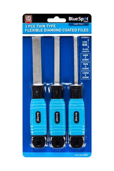 Blue Spot Tools 超薄型3件套金刚石涂层柔性锉刀套装