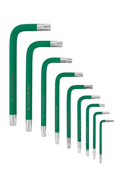 Blue Spot Tools - 9-elementowy krótki zestaw kluczy imbusowych Torx z zabezpiec