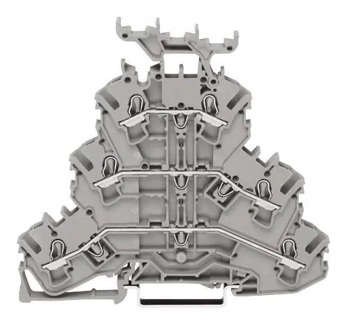 WAGO 6 Conductor Triple Decker DIN Rail Terminal Block, 35mm, 20A, Grey