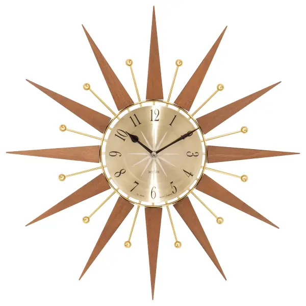 ACCTIM Wolcott Wall Clock, Brass & Walnut, 490mm
