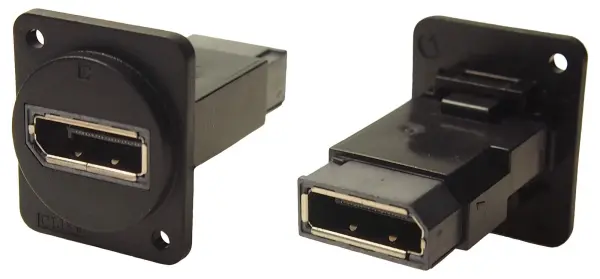 Cliff CP30233X DisplayPort Socket Feedthrough Coupler, Black