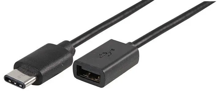 PRO SIGNAL USB-C Male to USB-A Female Lead, 1m, Black, USB 2.0