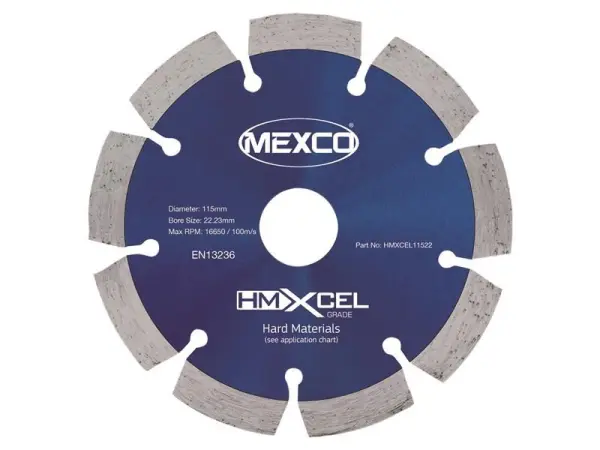 MEXCO XCEL Grade Hard Materials Diamond Blade - 115 x 22mm