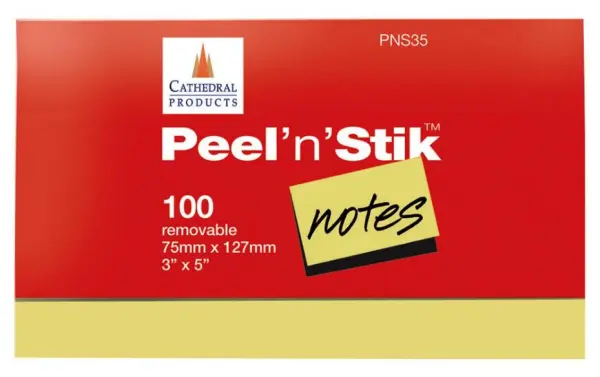 CATHEDRAL Αποσπώμενες Σημειώσεις 127x75mm, Κίτρινες, 100 Φύλλα (Συσκευασία 12)