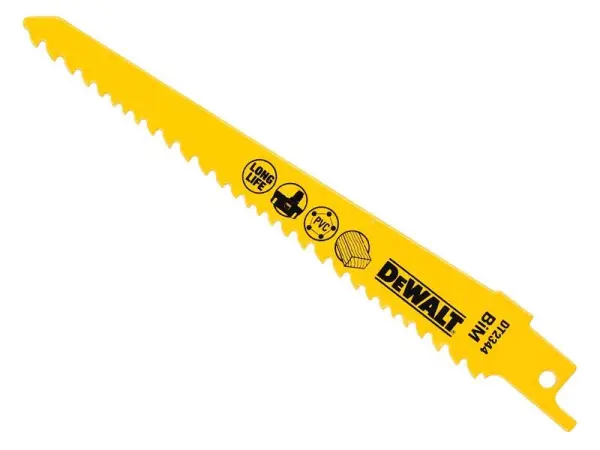 DEWALT Bi-Metal Reciprocating Blade, Wood & Plastic, 152mm, Pack of 5