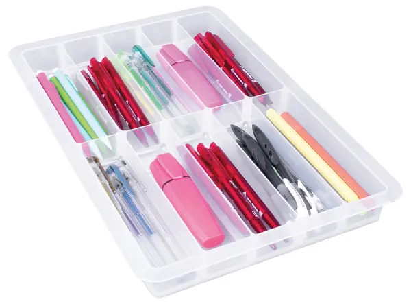 Really Useful 4L Clear Pen Tray, 10 Compartments
