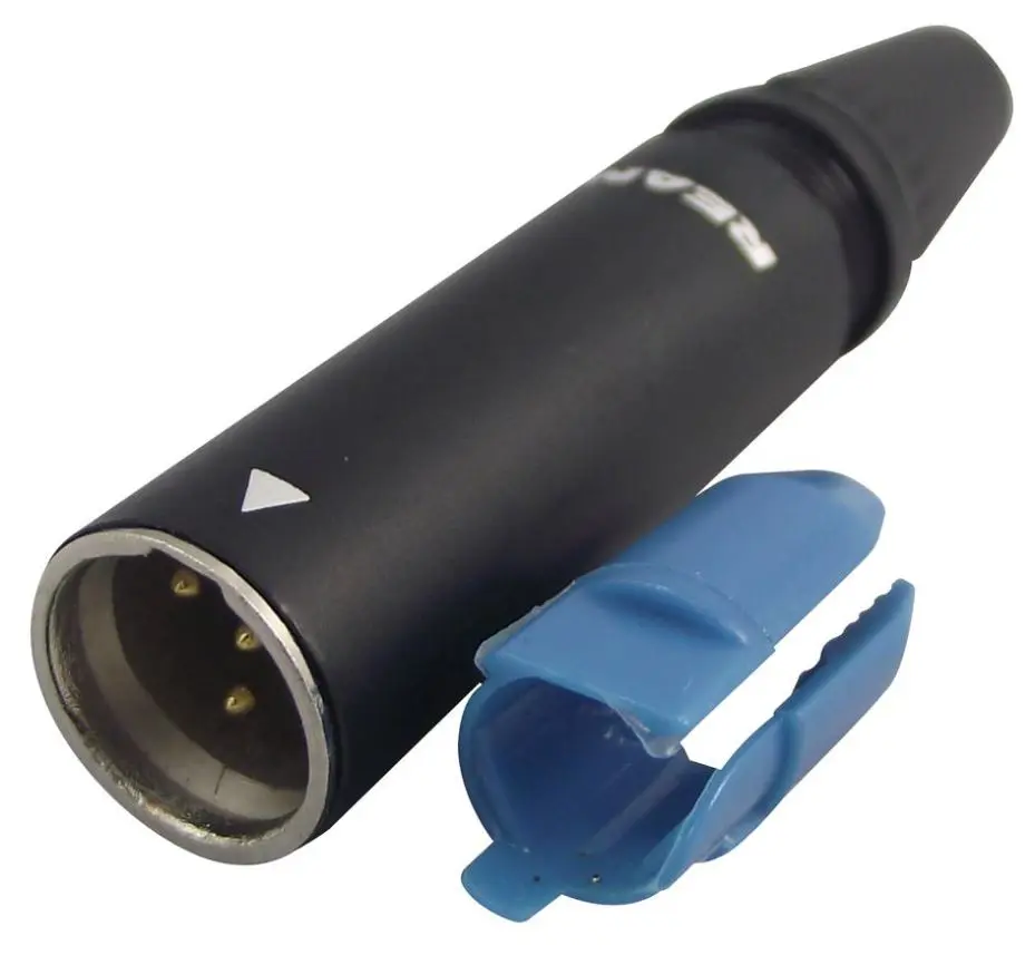 REAN Tiny XLR Male Cable Connector, 4 Pole, Black, Zinc Body