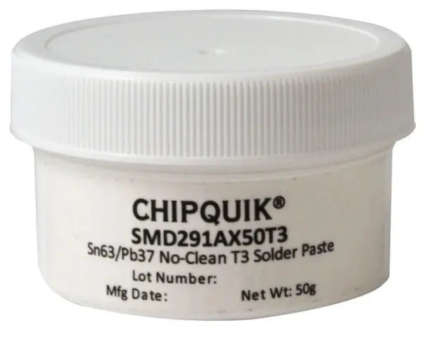 CHIP QUIK Pasta de Soldadura No-Clean Sn63/Pb37, Malla T3, 50g
