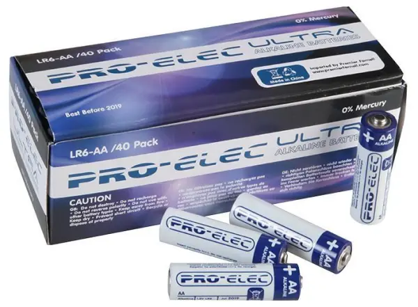 PRO ELEC Ultra Alkaline AA Batteries 40 Pack