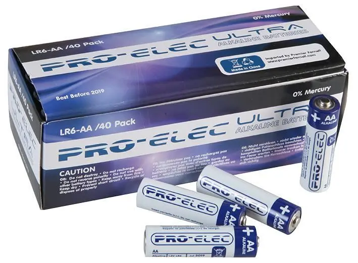 PRO ELEC Ultra Alkaline AA Batteries 40 Pack