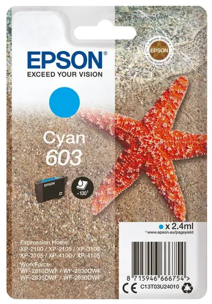 Epson T03U2 603 Original Ink Cartridge, Cyan