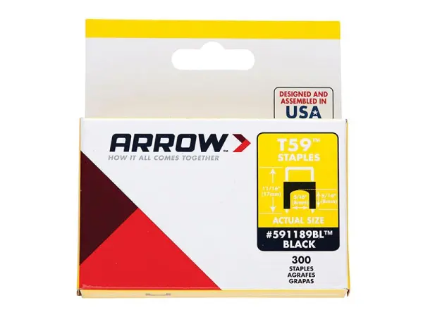 Arrow T59 Insulated Staples, Black, 6x6mm (300 Pack)
