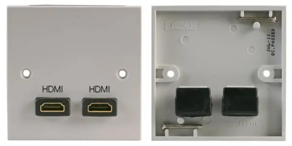 PRO SIGNAL - 1-fach AV Wandabdeckung mit 2x 90° HDMI Buchsen
