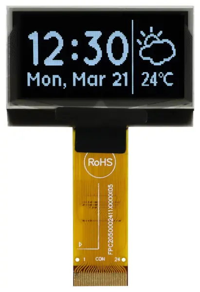 MIDAS DISPLAYS OLED Graphic Display Module, I2C, Parallel, SPI - White Black 128x64 3V