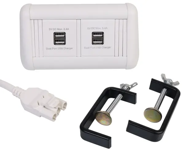 Mini Desktop Unit 4x USB-A Charging Ports White