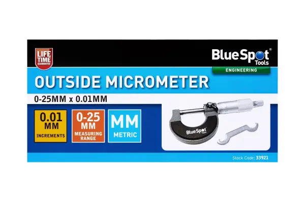 Blue Spot Tools 0-25mm外径千分尺 精密测量工具 0.01mm精度