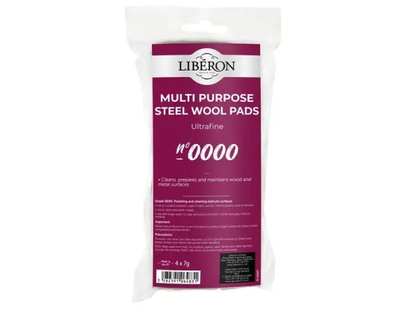Liberon Ultra Fine Steel Wool Grade 0000, 4 x 7g