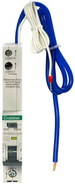 CRABTREE 로드스타 40A 30mA 단극 RCBO, B커브, 6kA
