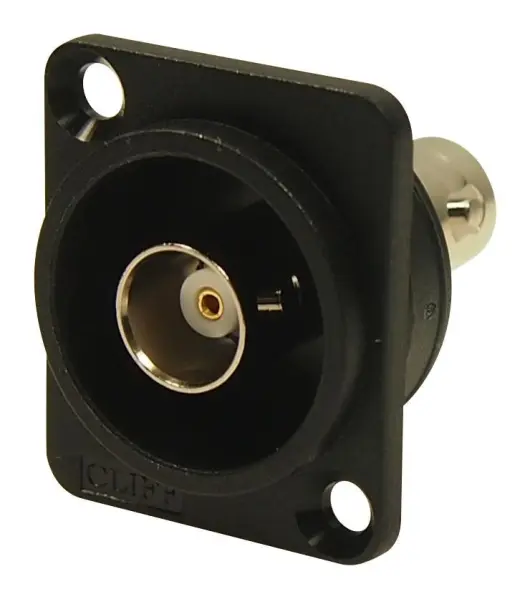 Cliff BNC 50 Ohm Panel Mount Feedthrough Connector, Black Metal