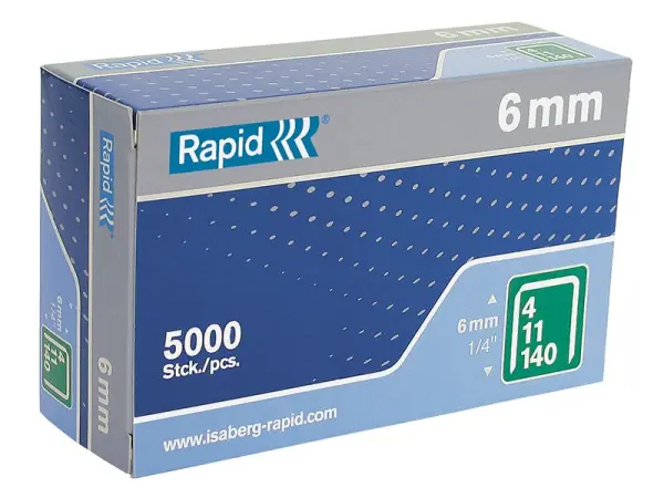 Rapid 140/6 Galvanised Staples, 6mm, Box of 5000