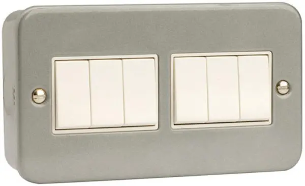 CLICK Metal Clad 10AX 6-Gang 2-Weg Lichtschakelaar