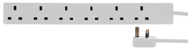 Pro Elec Kabel Sambungan Kuasa 6 Lubang, 7.5m, Putih