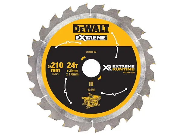 DEWALT להב מסור שולחן XR FlexVolt 210 מ״מ x 30 מ״מ, 24 שיניים, לחיתוכי אורך