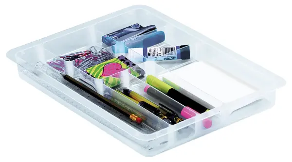 4L 8 Compartment Desk Tray Clear 372x243x33mm