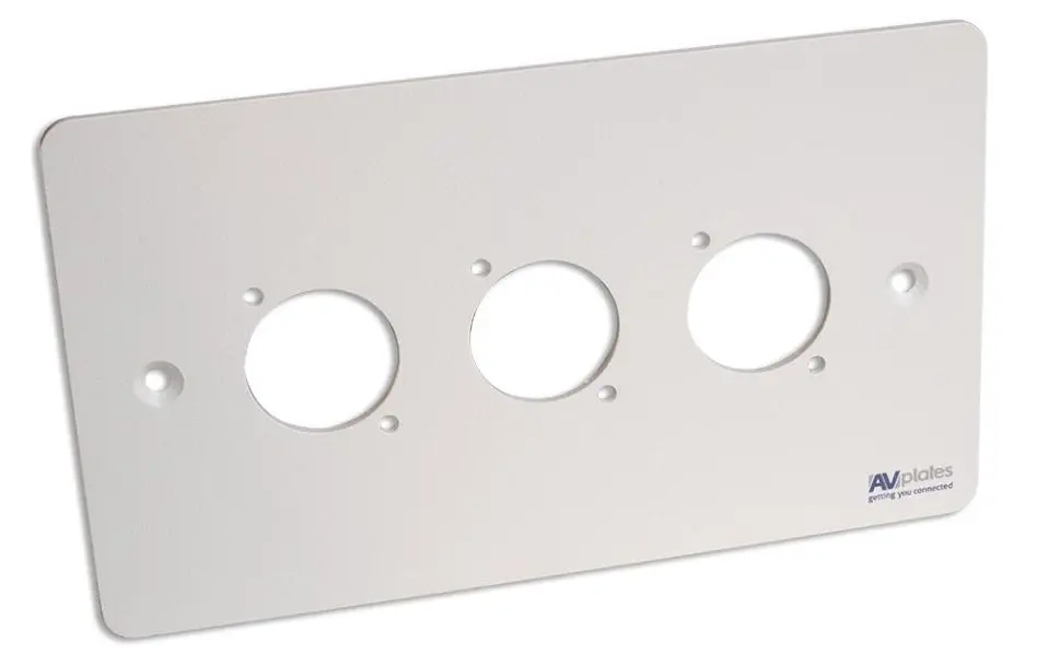 AVPLATES 2 Gang Wall Plate with 3x D-Shell Cut Outs, White