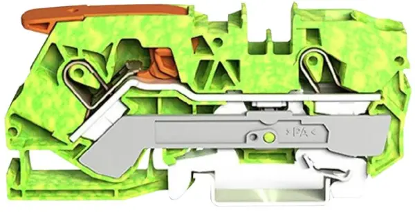 WAGO 2 Conductor Ground Through Terminal Block with Lever and Push-In Cage Clam