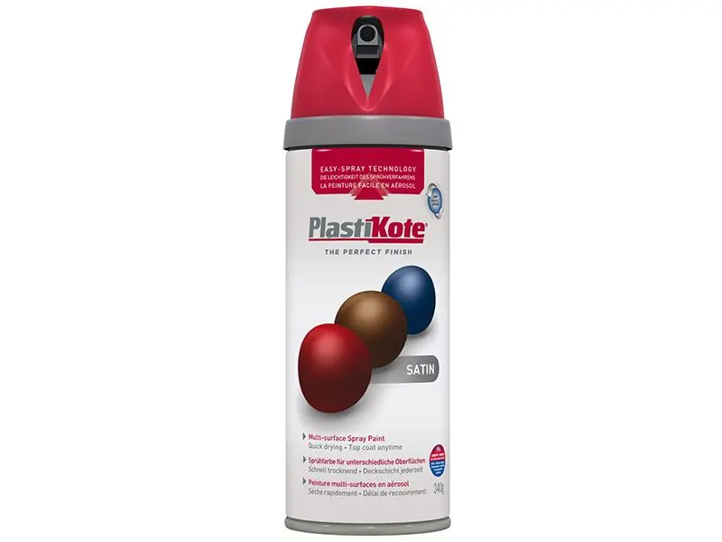 PlastiKote Twist & Spray Satin Paint, Real Red, 400ml