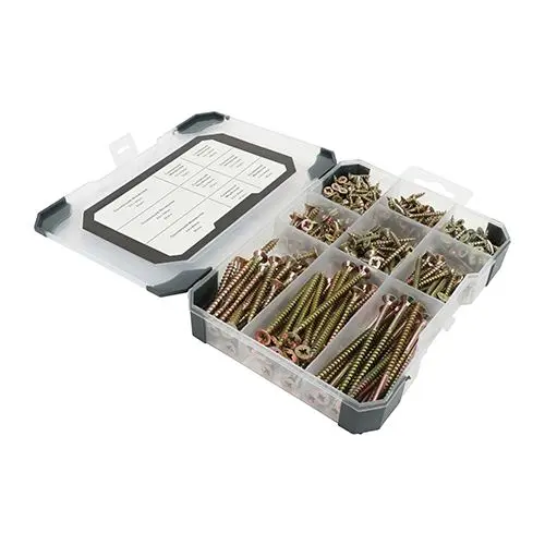 Timco 木ネジ混合トレイ 亜鉛メッキ＆黄染コーティング 340個入り