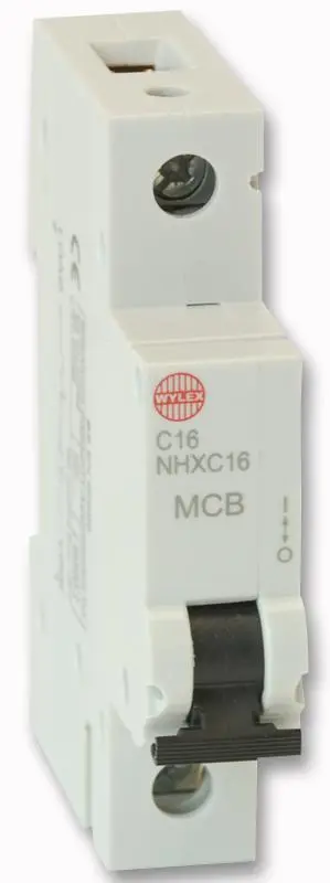 Wylex 16A Single Pole Type C MCB, 6kA, DIN Rail Mounted