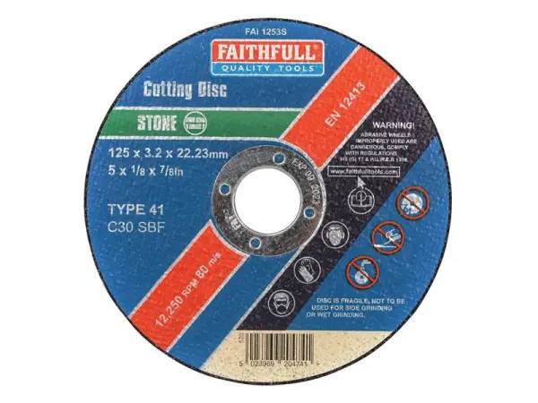 Faithfull - Cakera Pemotong Batu 125 x 3.2 x 22.23mm