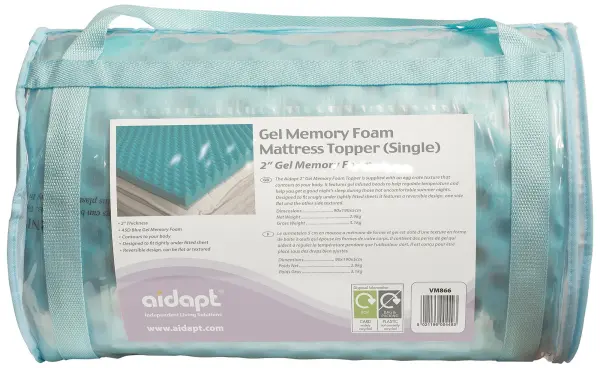 AIDAPT Gel Memory Foam Mattress Topper with Cooling Gel Beads Standard Single