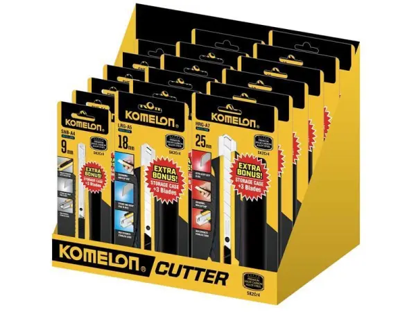 Komelon Snap-Off Knife Counter Display Unit, 18-Piece Set
