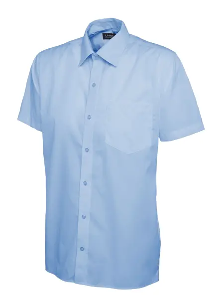 Uneek Men's Light Blue Poplin Short Sleeve Shirt, Size 16