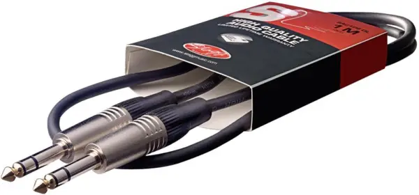 STAGG - Kabel Jack 6.35mm (1/4 inci) Lelaki ke Lelaki, 1m Hitam
