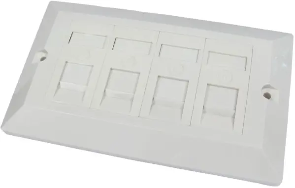 NEWLINK 2ギャング4ウェイ Cat6 RJ45 フェイスプレート ホワイト