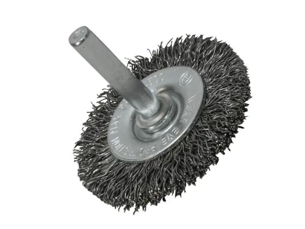 Faithfull Crimped Steel Wire Brush, 50mm, 6mm Shank, 0.30mm Wire