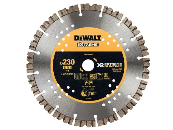 Lame diamantée extreme DEWALT pour coupe rapide, 230 x 22,23mm